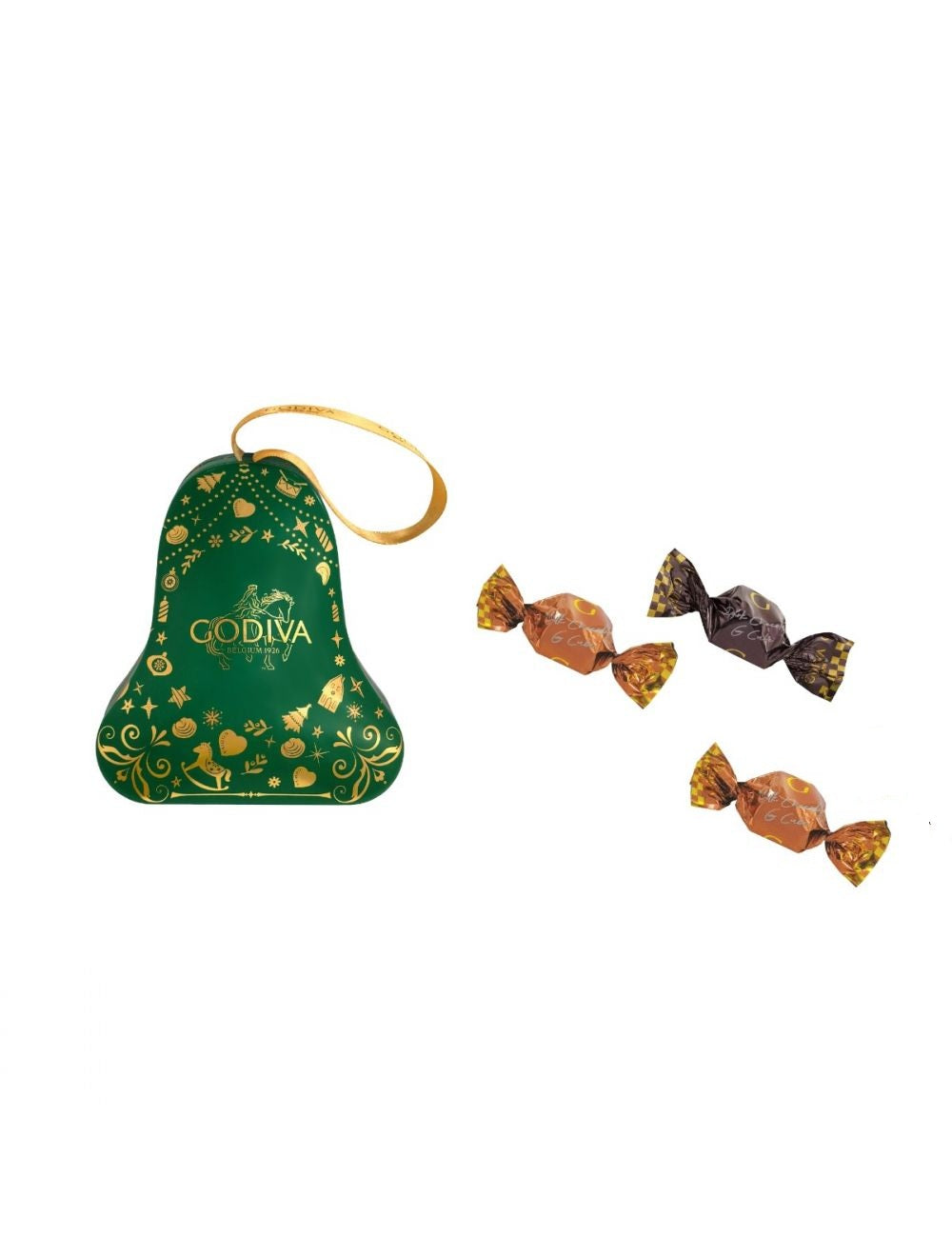 HOLIDAY JINGLE BELL NOVALTY TIN G CUBE CHOCOLATE TRUFFLE 3PCS